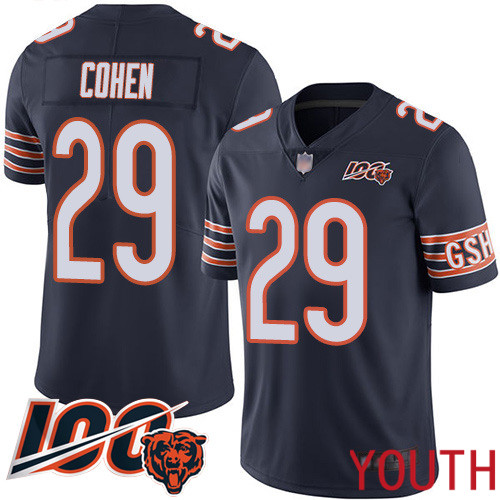 Chicago Bears Limited Navy Blue Youth Tarik Cohen Home Jersey NFL Football #29 100th Season